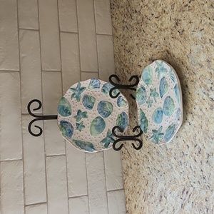 Majolica Blue/Green Seashell 8" Salad/Dessert Plates